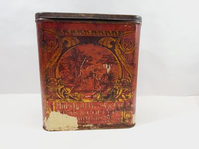 Antique Tea Tin Hinged Lid