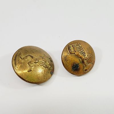 2 Brass Canadian Military Buttons Signal Corps
