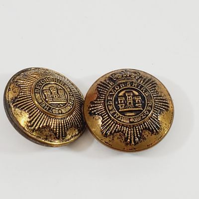British Devonshire Regiment Brass Uniform Buttons