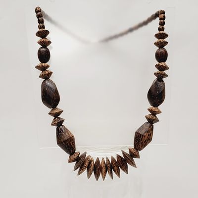 Vintage Exotic Wood Bead Necklace 24"