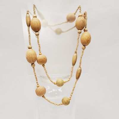 Large Seed Wood Bead Necklace 24"