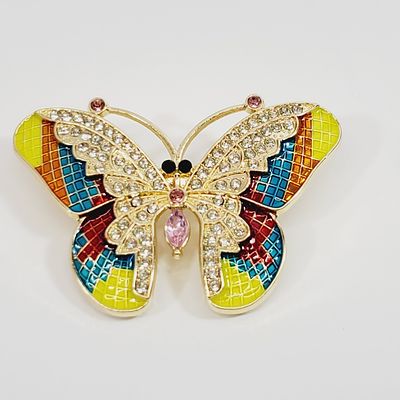 Enamel and Crystal Butterfly Brooch