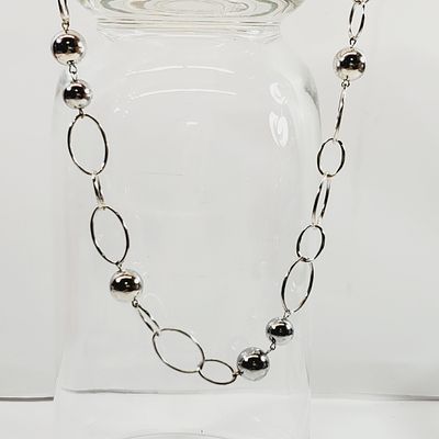 Metal Beads & Chain Sweater Necklace