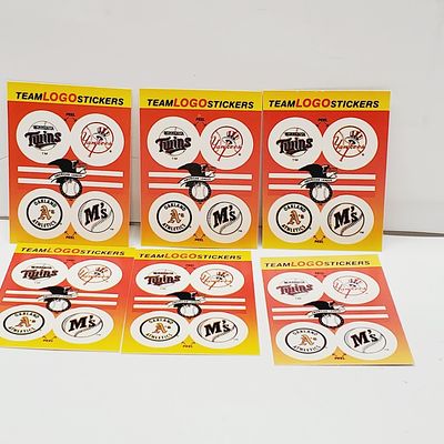 Lot of 6 Team Sticker Cards 1991 Fleer