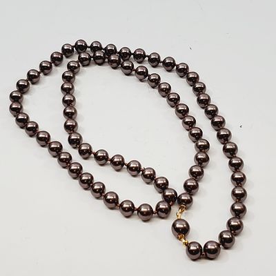 Chocolate Faux Pearls 24" Knotted Between Each