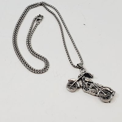 Motorcycle Pendant Necklace 22"