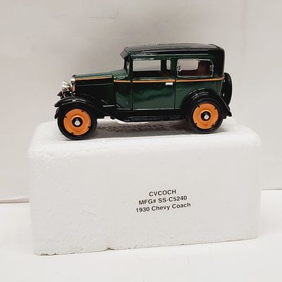 Diecast Car Green 1930 Chevy Coach. no box but still in original styrofoam packaging