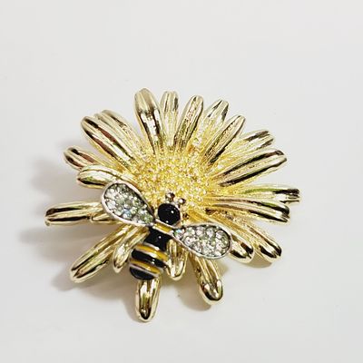 Bee on a Flower Brooch