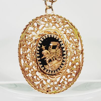 Asian Rickshaw Pendant Necklace 18"