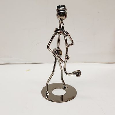 Chrome Steampunk Style Saxophone Player