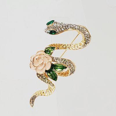 Snake Brooch Crystal