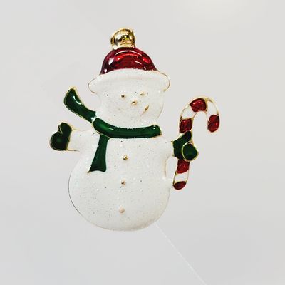 Snowman Enamel Brooch