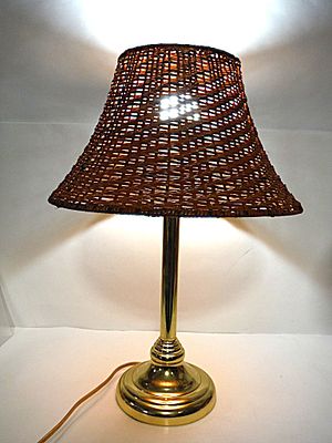 Vintage Brass Lamp with Wicker Shade 21" tall. We will not ship this lot!