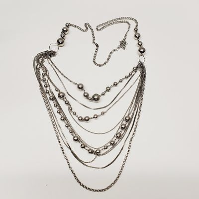 Multi Strand Chain Necklace 1980's 32"