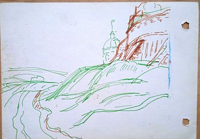 С. А. Лучишкин. Двусторонний рисунок. Путевые наброски. 1960-е годы. Размер 20,5х14,5 см.