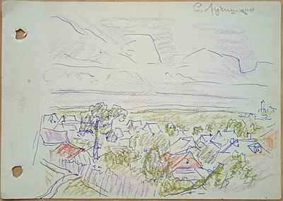С. А. Лучишкин. Рисунок из альбома. Путевые наброски. 1960-е годы. Размер 20,5х14,5 см.
