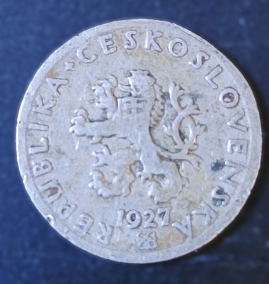 Монета. 20 геллеров. Чехословакия.1927г. Медно-никелевый сплав. VG