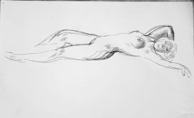 Рыжик Ю. М. - Рыжик Ю. М. "Модель" [Запись 2]. 1970-е гг. Техника: рисунок тушью. Размеры: 30*21 см.