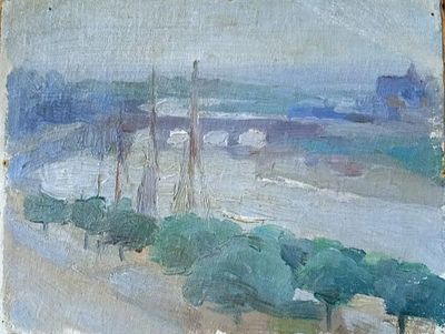 Труш И. И. (1869-1941) - Труш И. И. (1869-1941) "Пейзаж с мостом". 1892 г. Техника: холст, масло. 