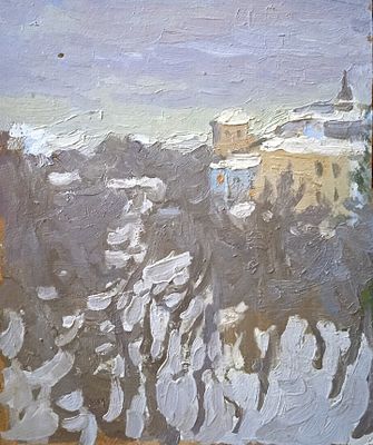 Борис Иогансон? (по подписи) - Борис Иогансон? (по подписи) "Зимние сумерки". Техника: картон 
