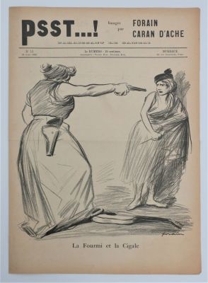 השבועון האנטשימי "פססט!" גיליון 13 פריז 1898 
4 עמודים. 40x28 ס"מ. מצב טוב, קו קיפול.