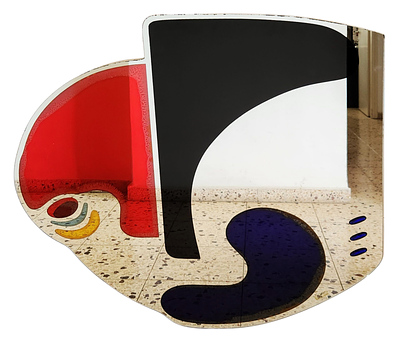 מראה אמנותית עיצוב איטלקי וינטג' “Specchiera retroincisa e decorata”, בסגנון/אחרי Emilio Isgrò 