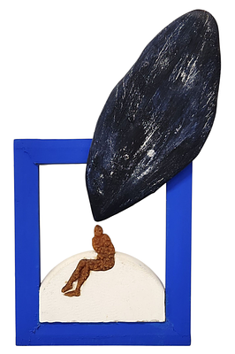 גבי יאיר – פסל עץ וגבס, חתום. Gabby Yair – Wood and Plaster
. עבודה בעץ ובגבס, 46&times;28 ס"מ. 