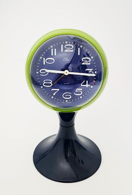 שעון מעורר בעיצוב עידן החלל – מערב גרמניה שנות ה-70. Space Age mechanic clock from Blessing, 70s 