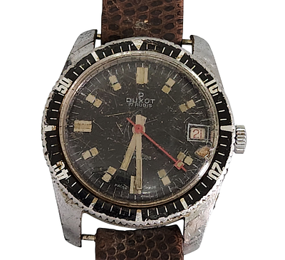 שעון יד אוטומטי וינטג' Duxot Antimagnetic
קוטר כ־35 מ"מ
. שעון יד וינטג' מתוצרת Duxot, שוויץ 