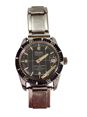 שעון יד וינטג' Sicura (Breitling) Submarine, תאריך – קוטר 35 מ"מ — נמכר AS-IS (לא תקין). • שעון 
