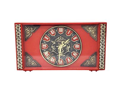 שעון שולחני מכני וינטג', "מולניה" בריה"מ שנות ה-60. שעון מכני שולחני סובייטי רטרו עם גוף פלסטיק. 