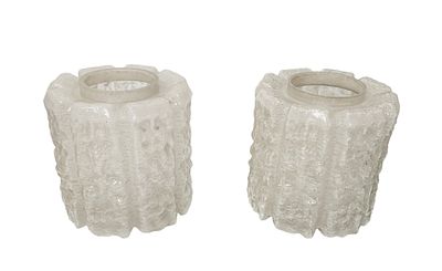 זוג אהילים גדולים – זכוכית קרח – וינטג'. אהילים גדולים למנורת תקרה. 
גובה 20 ס"מ. קוטר 18 ס"מ. 