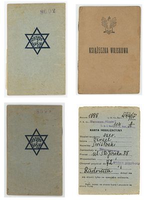 שתי תעודות עלייה לארץ ישראל, משרד א"י ורשה, 1929 - מסמכים צבאיים של יהודי ורשאי. זוג 