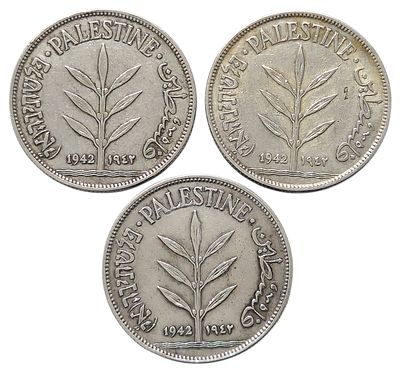 3 מטבעות כסף מאה 100 מיל 1942 פלשתינה ארץ ישראל | ממשלת המנדט הבריטי
Silver Coins – One 