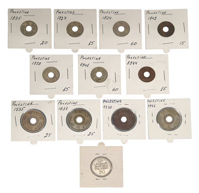 12 מטבעות מנדט – 5 מיל, 10 מיל 50 מיל | פלשתינה ארץ ישראל | ממשלת המנדט הבריטי
. Lot of Mandate 