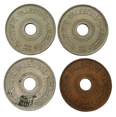 4 מטבעות 20 עשרים מיל פלשתינה 1927, 1935, 1940, 1942 - ארץ ישראל | ממשלת המנדט הבריטי
4 Coins – 