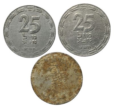 ישראל – מטבע 25 מיל – עשרים וחמישה מיל | תש״ח–תש״ט (1948–1949)
Israel – 25 Mil Coins | 1948–1949
. 