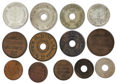 13 מטבעות פלשתינה (א"י) המנדט הבריטי בארץ ישראל, 1927–1946. Palestine (Eretz Israel) – 