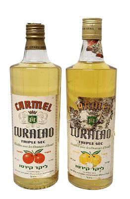 כרמל מזרחי – ליקר קירסו (Curacao / Triple Sec) – לוט שני בקבוקים. שני בקבוקי ליקר קירסו מתוצרת 