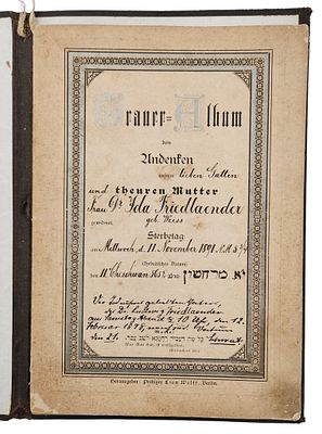 Memorial Album and Family Chronicle – The Friedl&auml;nder Family - Germany | Late 19th Century – 1940s. 