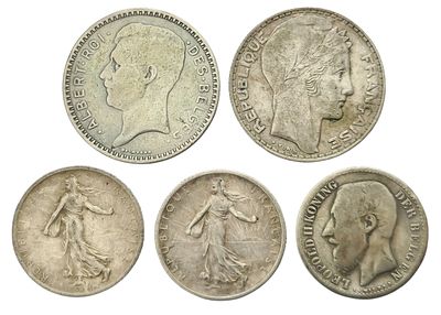 מטבעות כסף אירופיים – צרפת ובלגיה, 1881–1934
European Silver Coin Lot – France & Belgium, 1881–1934