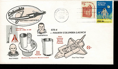 first-day cover commemorating the STS-4 mission, the fourth flight of the Space Shuttle 