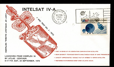 commemorative postal cover marking the launch of the Intelsat IV-A communications 