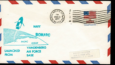 US NAVY BOMARC TARGET MISSILE LAUNCH COMMEMORATIVE COVER VANDENBERG AFB MAR 31 1977