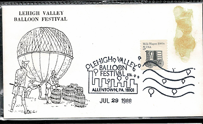LEHIGH VALLEY BALLOON FESTIVAL ALLENTOWN PA JULY 29 1988 COMMEMORATIVE COVER - Light stains