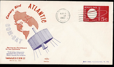 1967 Canary Bird Atlantic Com-Sat Launch Cover Patrick AFB