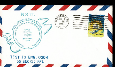 1981 Space Shuttle Main Engine Test 13 Special Event Cover NSTL