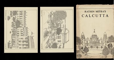 Set of 8 cards - Rare Vintage Rathin Mitra's Calcutta Heritage Sketch Cards Complete Hard to 