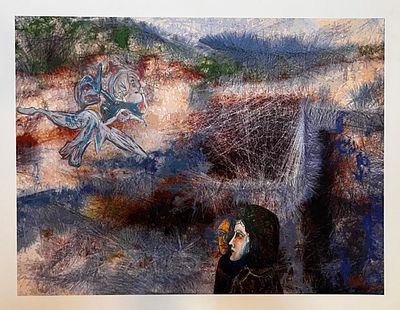 יעקב פורת - מיסתורין. 70x50 הדפס של ציור של האומן המקורי נימכר בעשר אלף שקל.לא ממוסגר