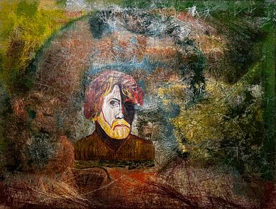 יעקב פורת - פורטרט. 70x50 פורטרט עצמי על בד – הדפס אומנותי צבעוני ומרשים של הצייר. לא ממוסגר. מחיר 